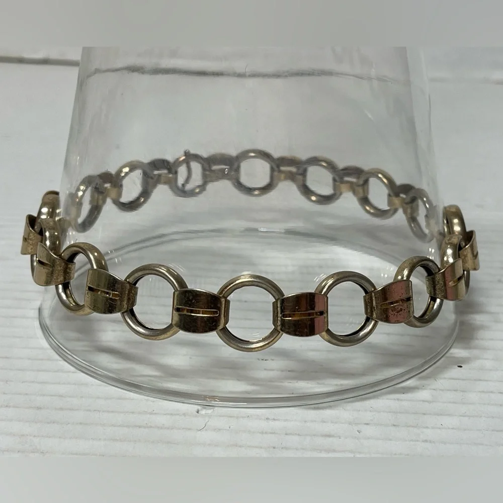 Vintage Sterling Silver 925 Art Deco NAPIER Signed Necklace Link Choker - Picture 7 of 9